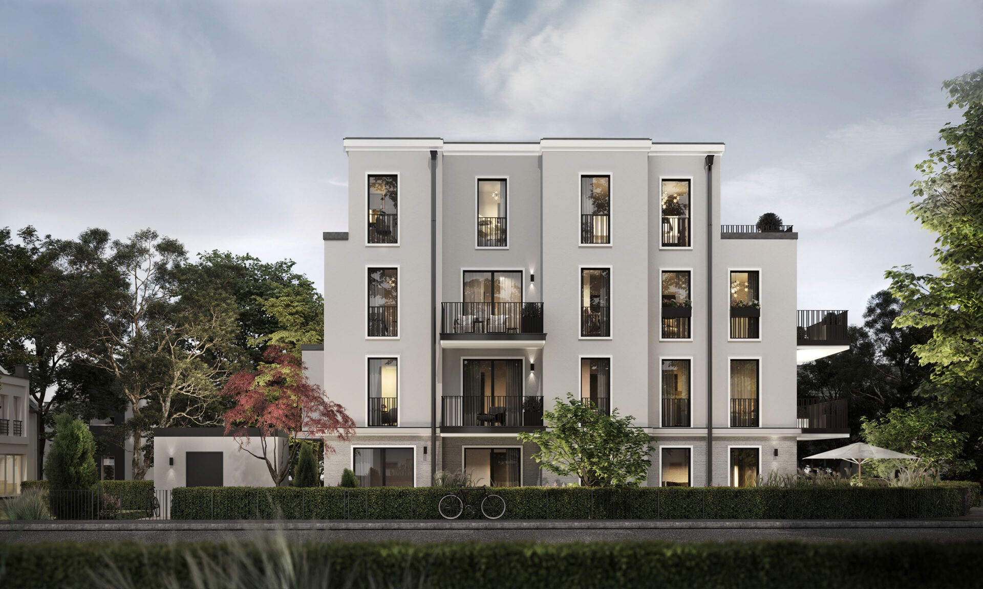 Visualisierung eines Mehrfamilienhauses von DOMINO Bau am Christoph-von-Gluck-Platz in München-Milbertshofen
