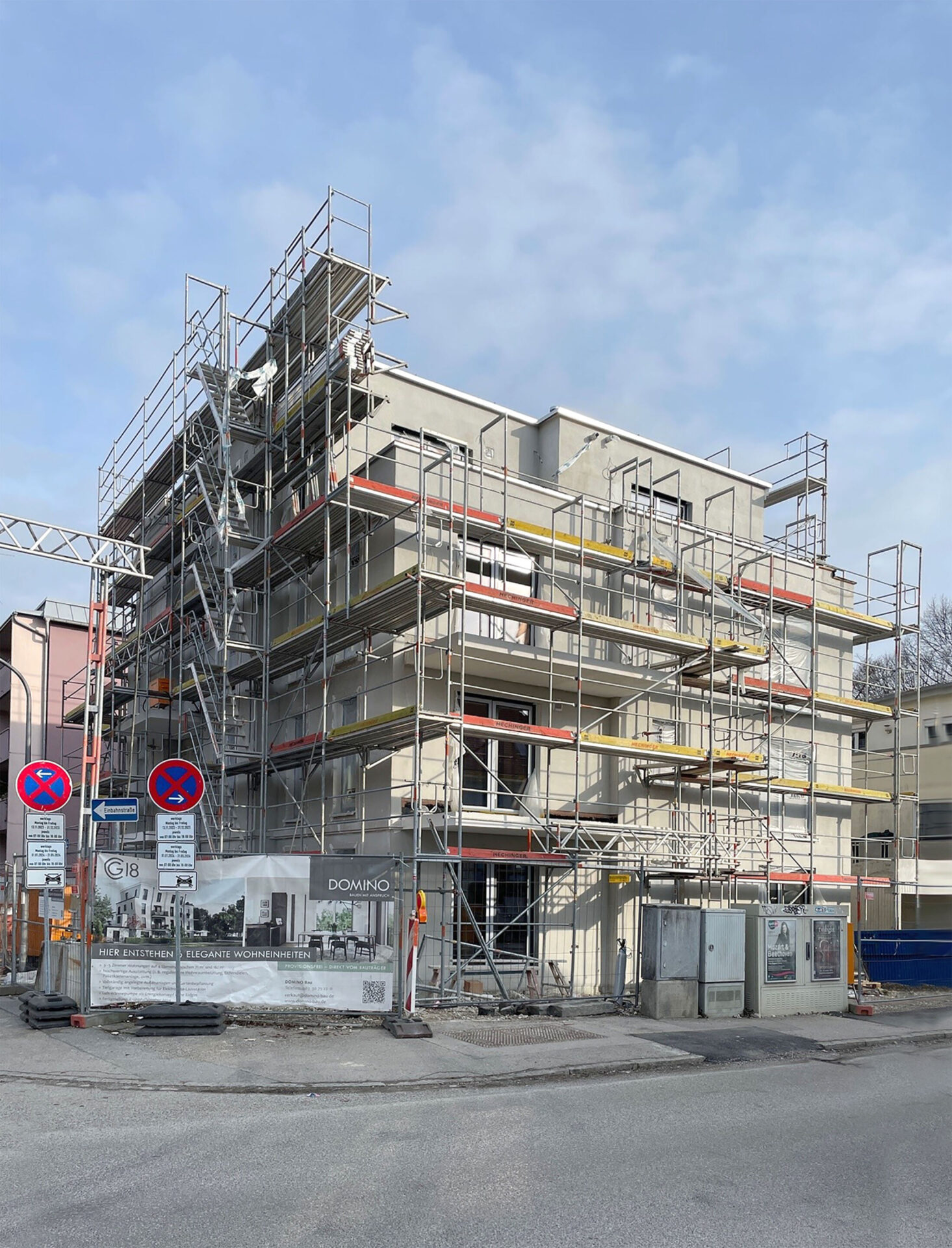 Rohbau verputzt Mehrfamilienhaus Milbertshofen DOMINO Bau