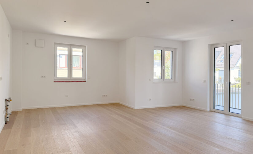 Foto eines Wohnzimmers der fertigstellten Wohnung in der Wastelbauerstraße 10 in Obermenzing von Domino Bau